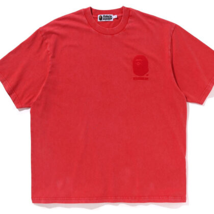 BAPE Ape Head One Point Acid Wash Relaxed Fit Tee Red