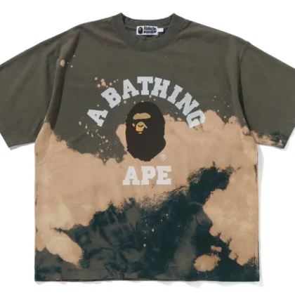 BAPE Tie Dye College Relaxed Fit Tee Beige