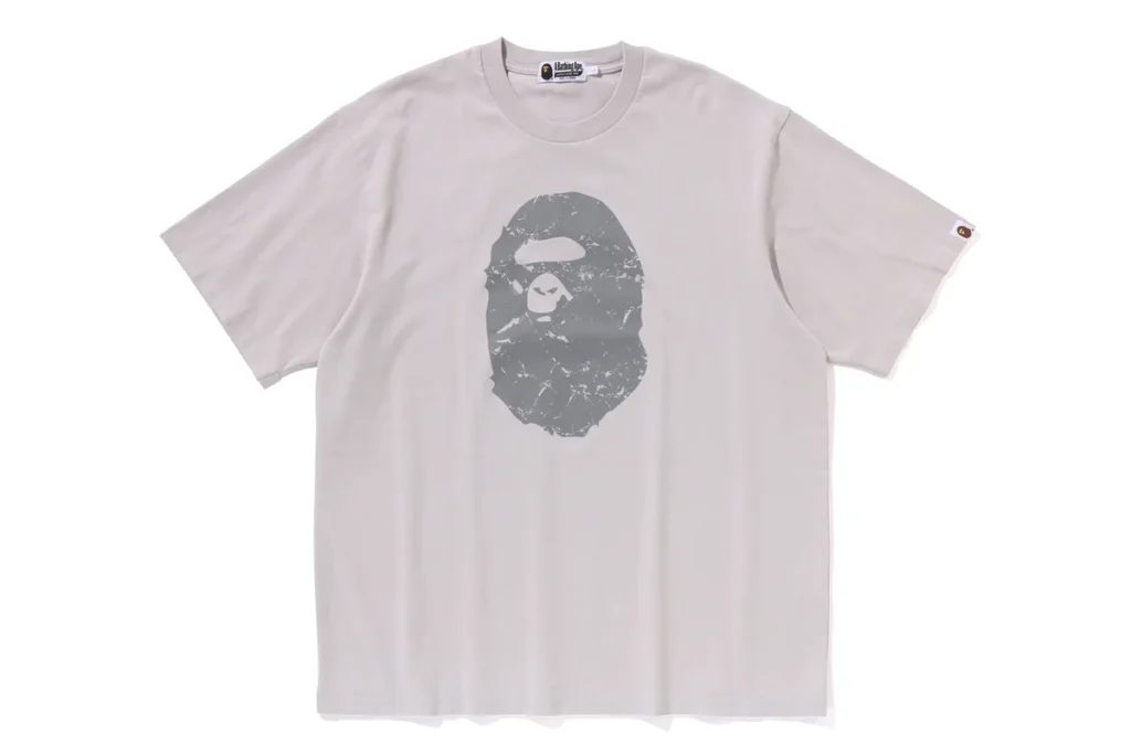 BAPE Heavy Washed Ape Head Relax Tee Gray