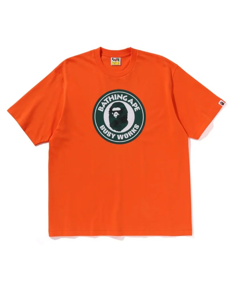 BAPE Floral Solid Camo Busy Works Relaxed Fit Tee Orange