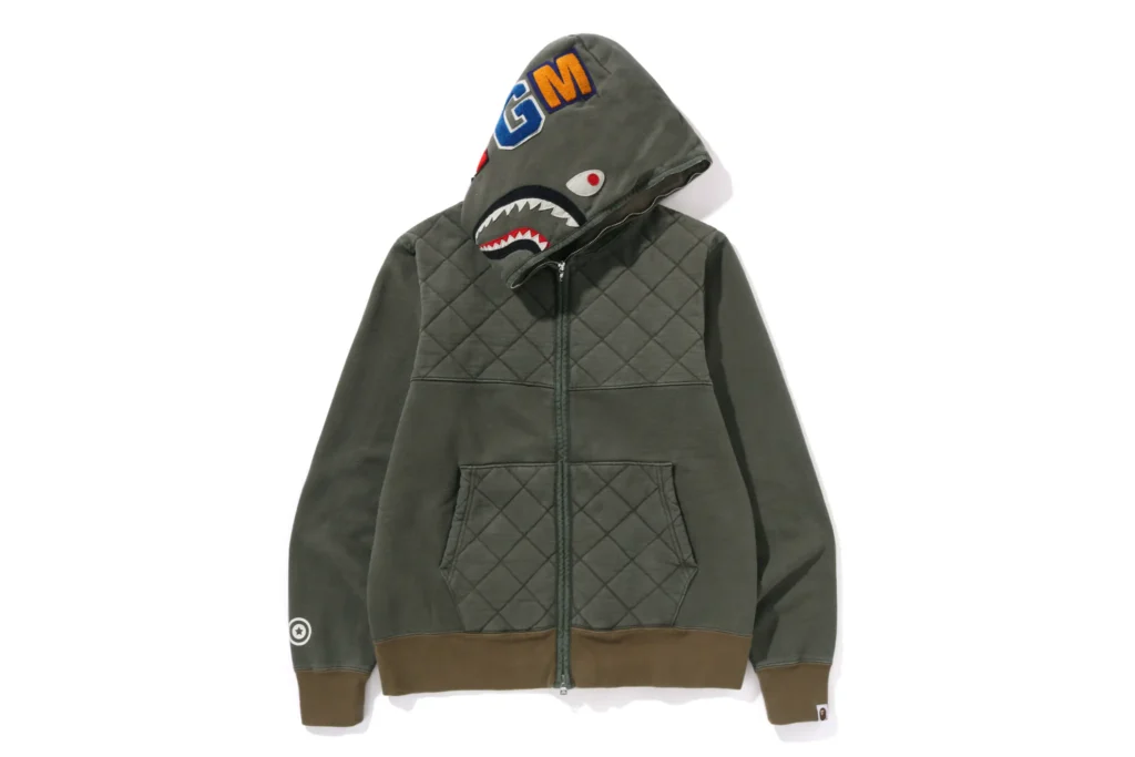 BAPE A Rising Ape Military Shark Full Zip Olive