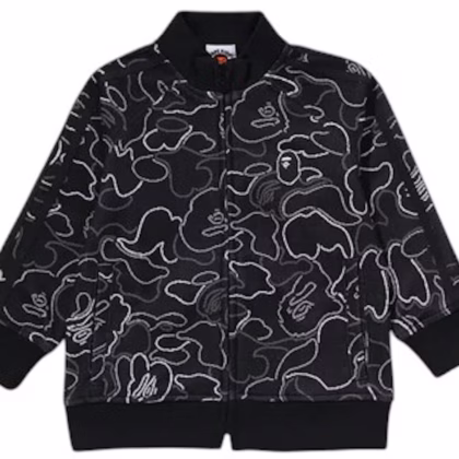 BAPE Kids Neon Camo Jacquard Track Jacket Black