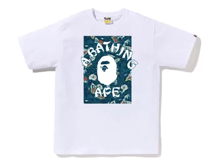 BAPE Japanese Tattoo Camo On College Tee White / Blue