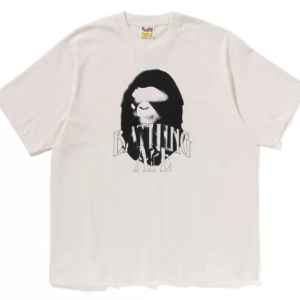 BAPE Spray Print Logo Relaxed Fit Tee Ivory
