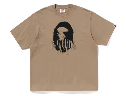 BAPE Spray Print Logo Relaxed Fit Tee Beige