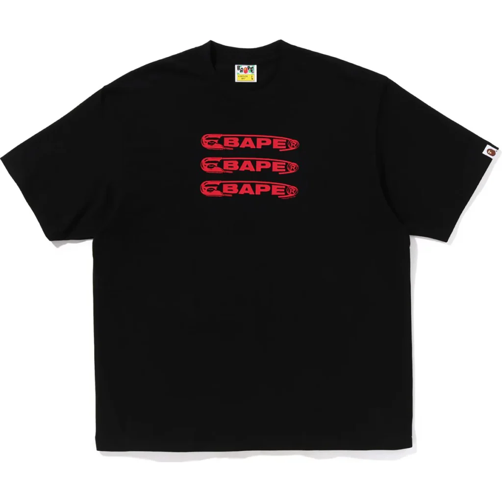 BAPE Pin Logo Relaxed Fit Tee Black