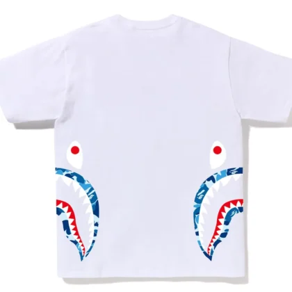 BAPE ABC Camo Side Shark Tee White/Blue