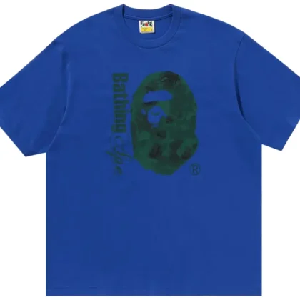 BAPE Floral Solid Camo Ape Head Relaxed Fit Tee Blue