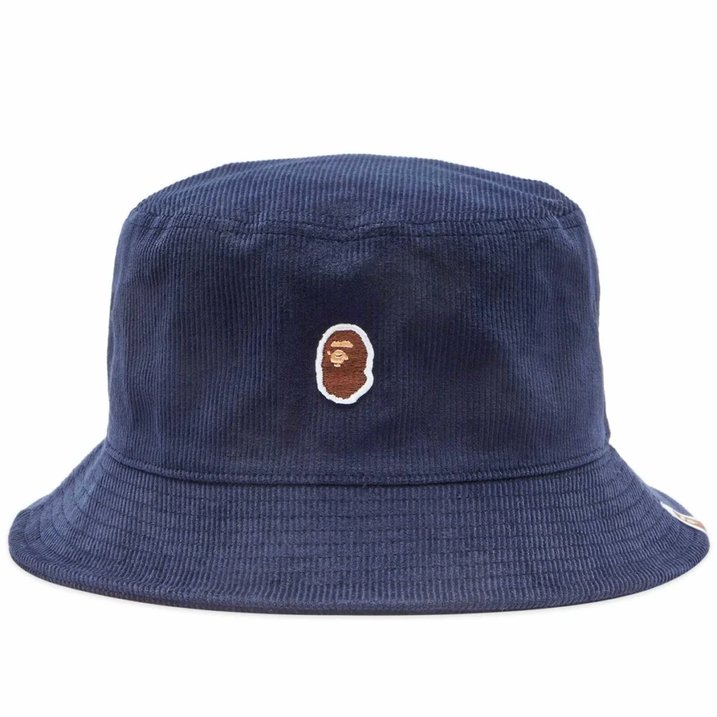 BAPE Ape Head Corduroy Bucket Hat Navy