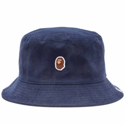 BAPE Ape Head Corduroy Bucket Hat Navy