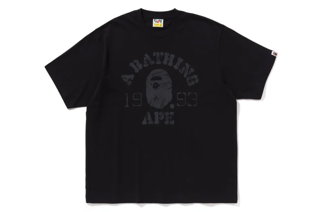 BAPE Screen Print College Relaxed Fit Tee Black