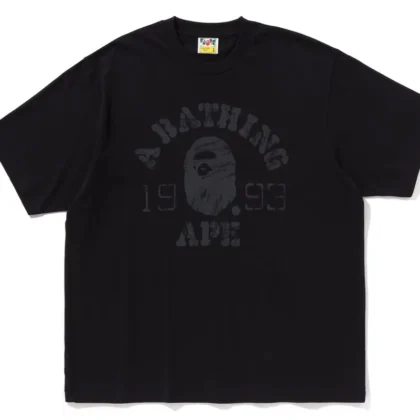 BAPE Screen Print College Relaxed Fit Tee Black