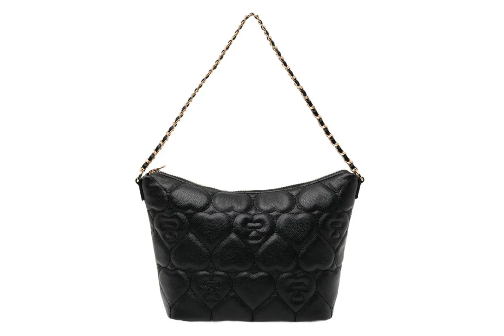 BAPE Apee Quilted Heart Monogram Handbag Black