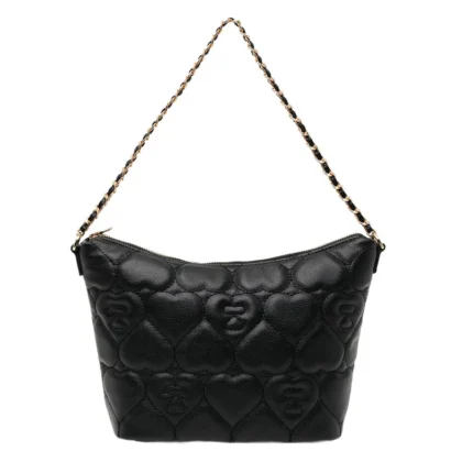 BAPE Apee Quilted Heart Monogram Handbag Black