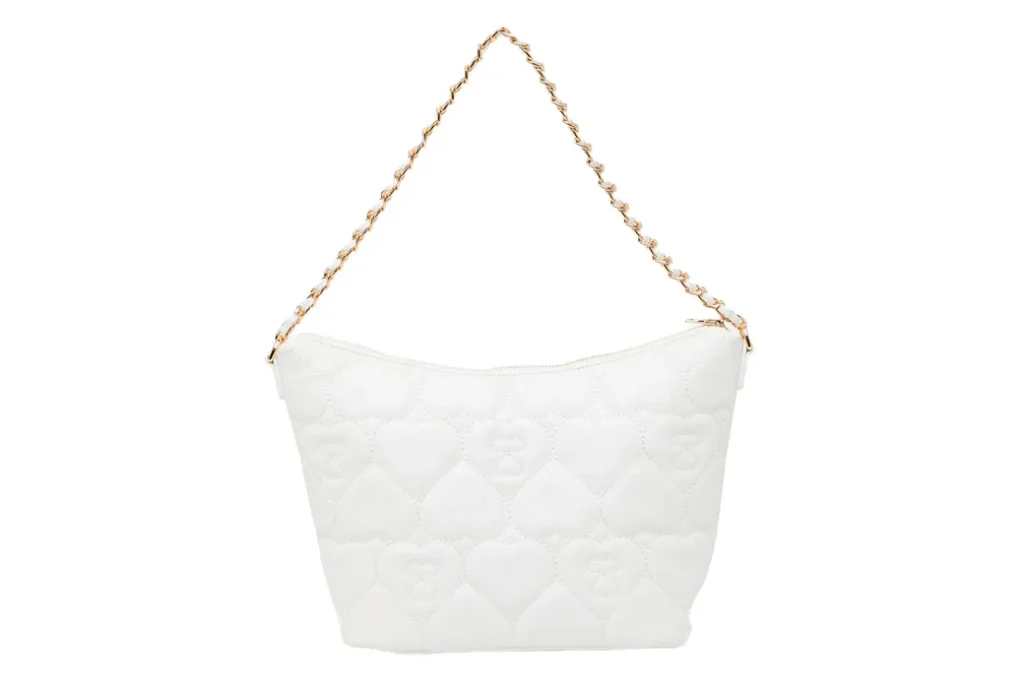 BAPE Apee Quilted Heart Monogram Handbag White