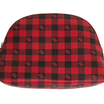 BAPE Apee Plaid Cosmetic Bag Red