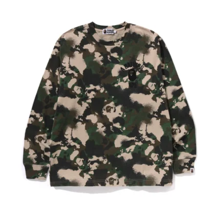 BAPE Map Camo Relaxed Fit LS Tee Green