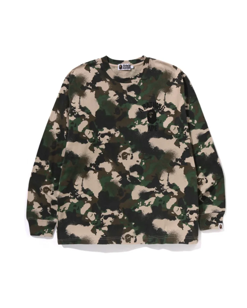BAPE Map Camo Relaxed Fit LS Tee Green