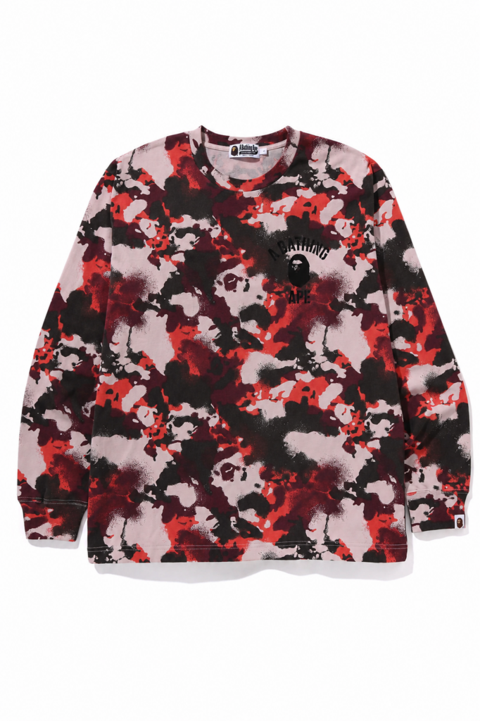 BAPE Map Camo Relaxed Fit LS Tee Red