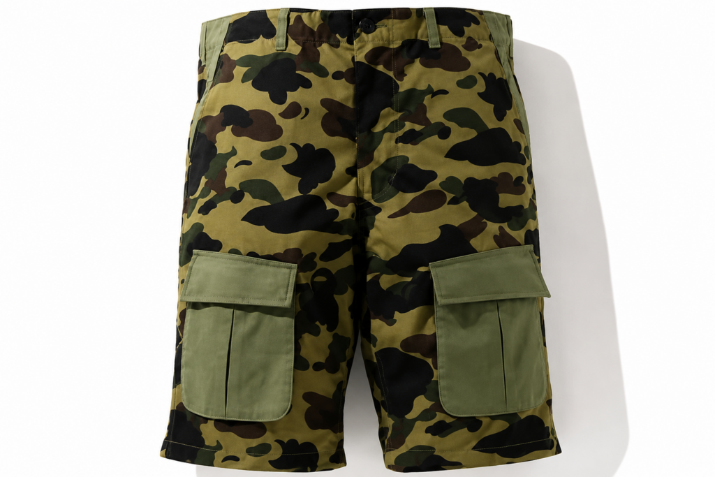 BAPE 1ST Camo Wide Fit 6 Pocket Shorts Green