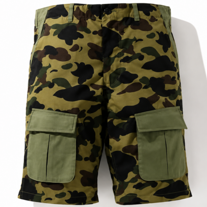 BAPE 1ST Camo Wide Fit 6 Pocket Shorts Green