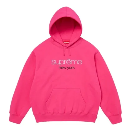 SUPREME Classic Logo Hooded Sweatshirt Fuchsia