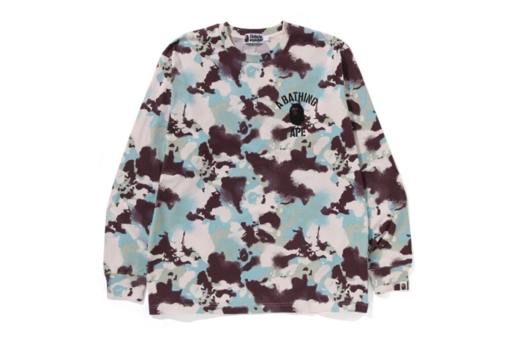 BAPE Map Camo Relaxed Fit LS Tee Blue