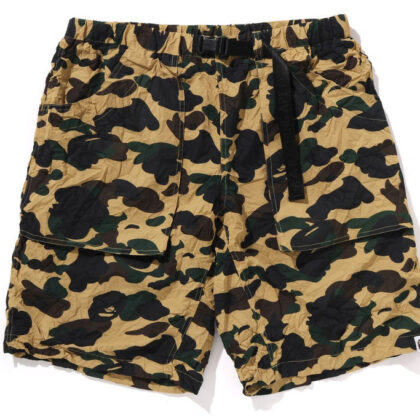 BAPE Crinkle Effect 1st Camo Regular Fit Climbing Shorts Yellow