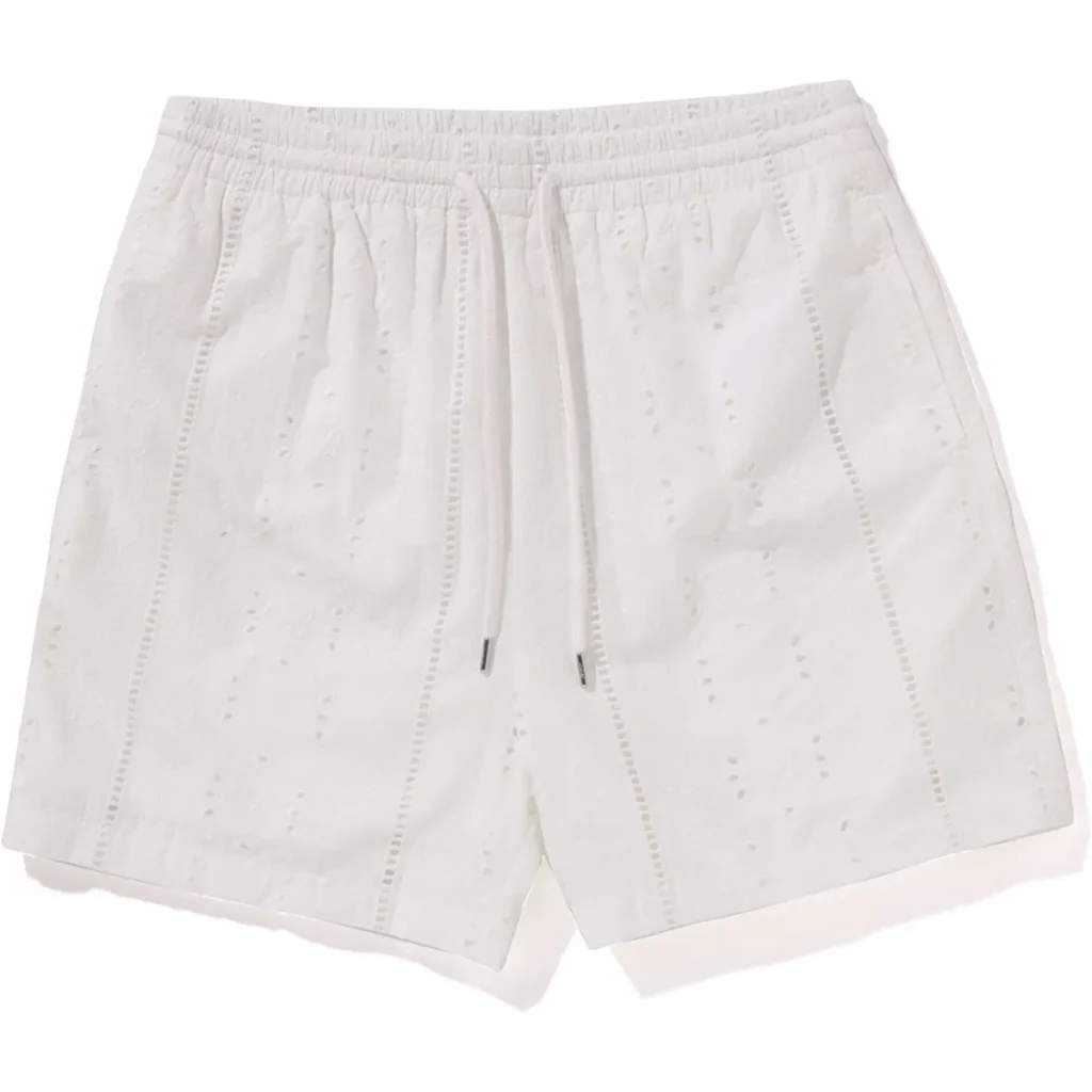 BAPE Embroidery Relaxed Fit Shorts White