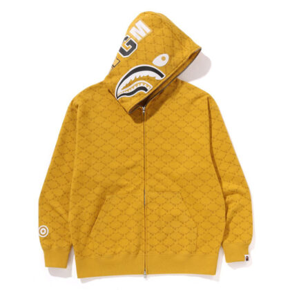 BAPE College Monogram Relaxed Fit Shark Full Zip Hoodie Yellow