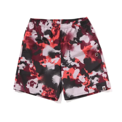 BAPE Map Camo Regular Fit Beach Shorts Red