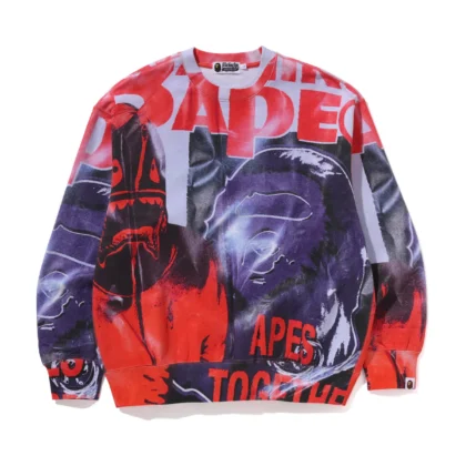 BAPE Overprint Relax Fit Crewneck Sweatshirt Red