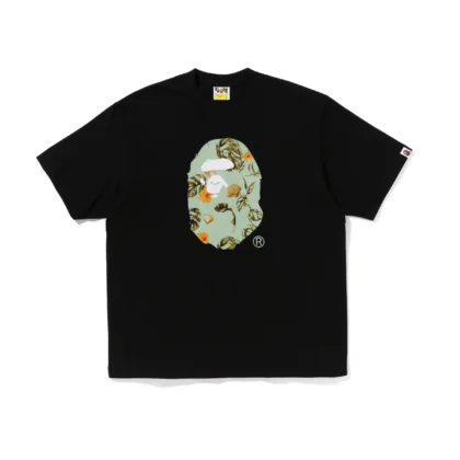 BAPE Vacation Pattern Ape Head Relaxed Tee Black