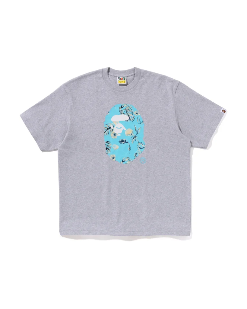 BAPE Vacation Pattern Ape Head Relaxed Tee Gray