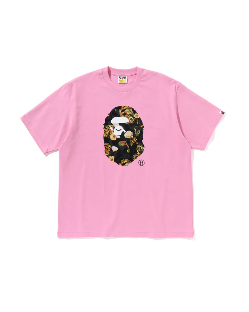 BAPE Vacation Pattern Ape Head Relaxed Tee Pink