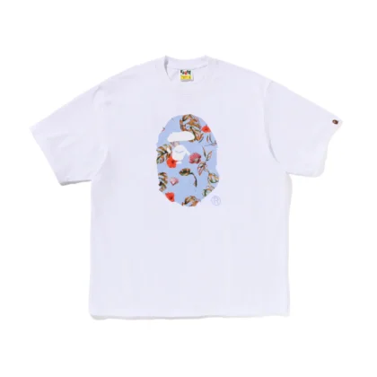 BAPE Vacation Pattern Ape Head Relaxed Tee White