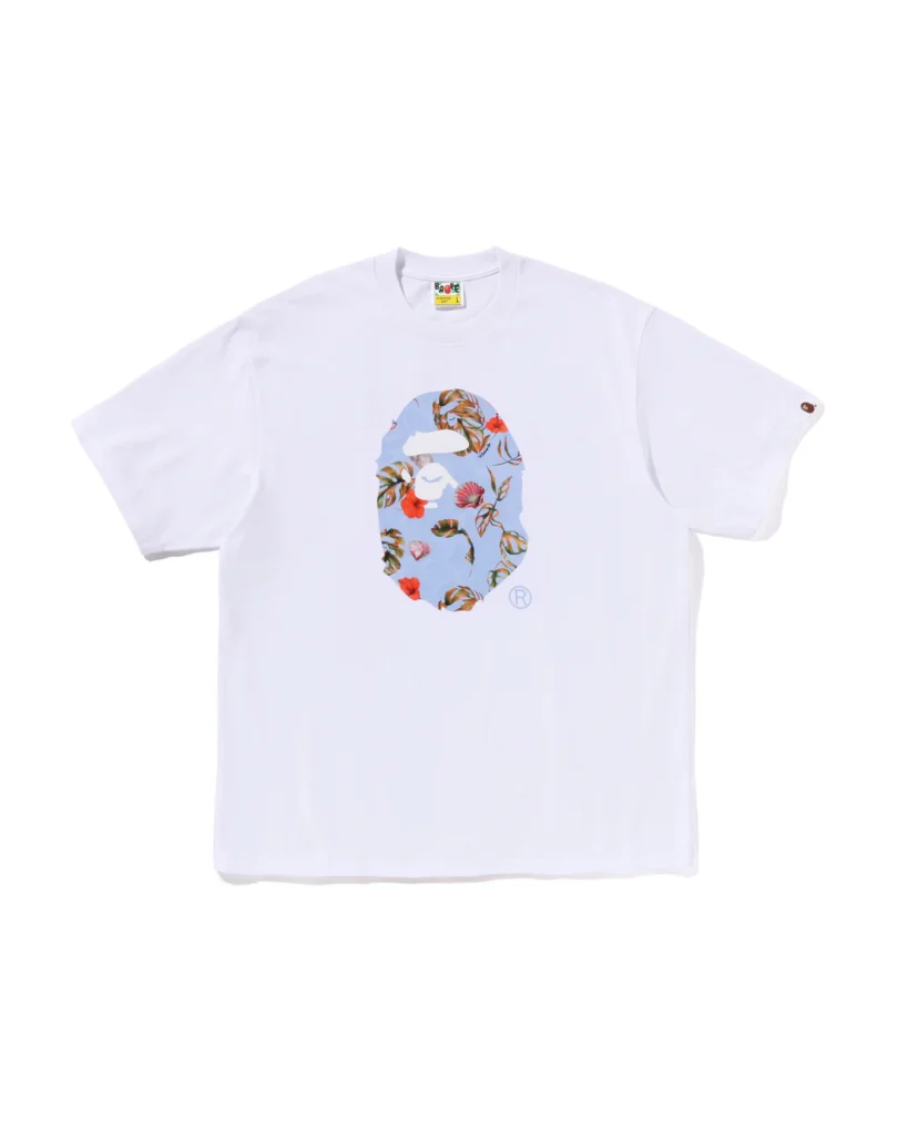 BAPE Vacation Pattern Ape Head Relaxed Tee White