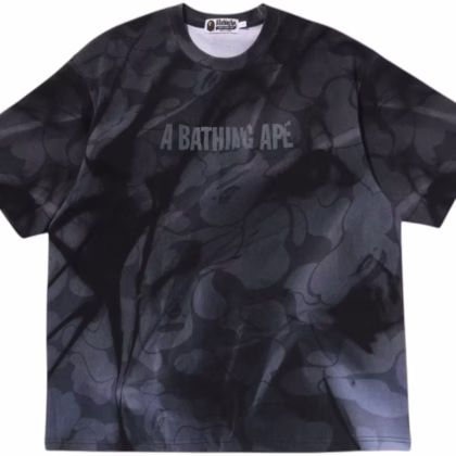BAPE Overall Print Logo Relaxed Fit Tee Black
