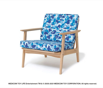 BAPE x MEDICOM ABC Camo Single Seat Sofa Bape Blue