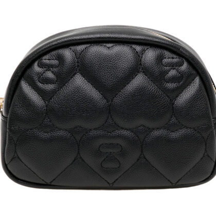 BAPE Quilted Heart Monogran Mini Pouch Black