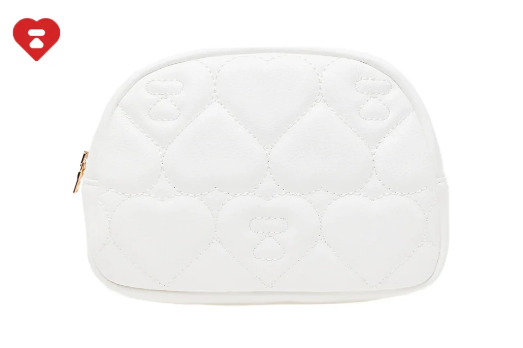 BAPE Quilted Heart Monogran Mini Pouch White