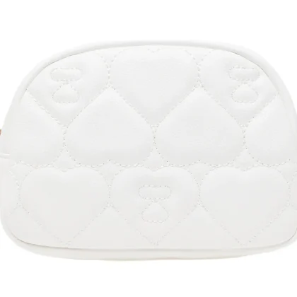 BAPE Quilted Heart Monogran Mini Pouch White