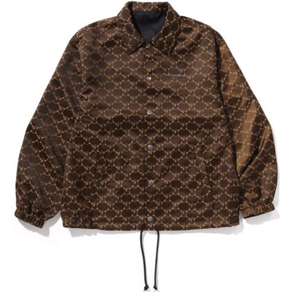 BAPE Solid Camo Jacquard Nylon Reversible Coach Jacket Brown / Black