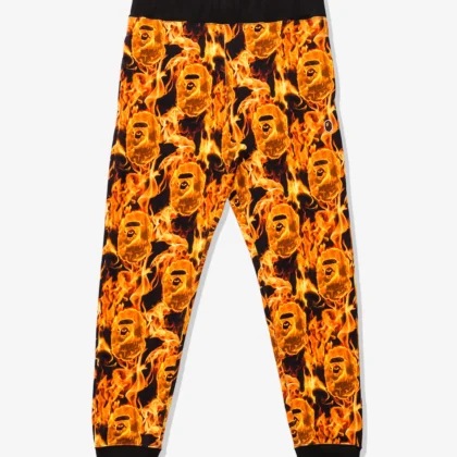 BAPE Flame Slim Sweat Pants Orange