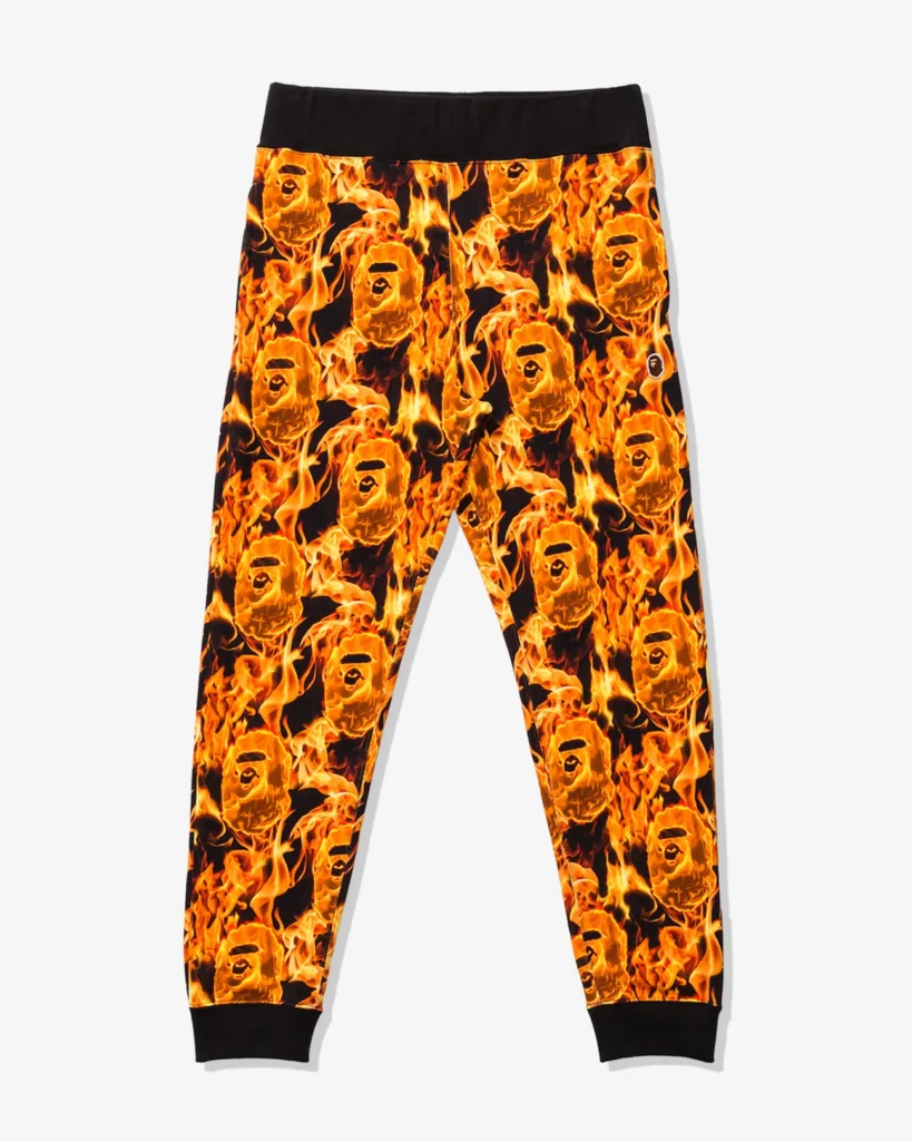 BAPE Flame Slim Sweat Pants Orange