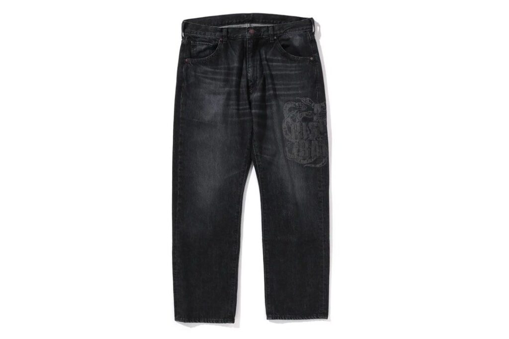 BAPE Year of Snake Relaxed Fit Denim Jeans Black