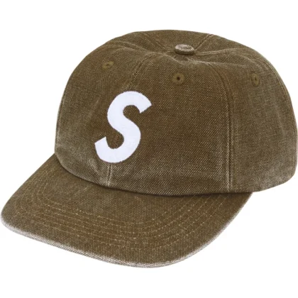 SUPREME Pigment Coated Canvas S Logo 6-Panel Black Olive