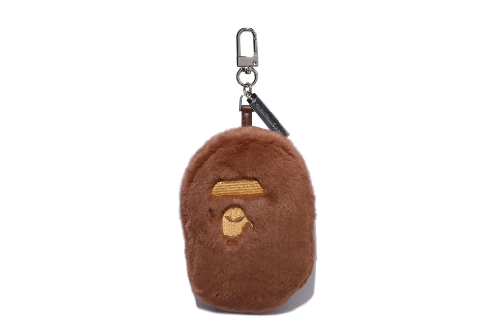 BAPE Ape Head Faux Fur Keychain Brown