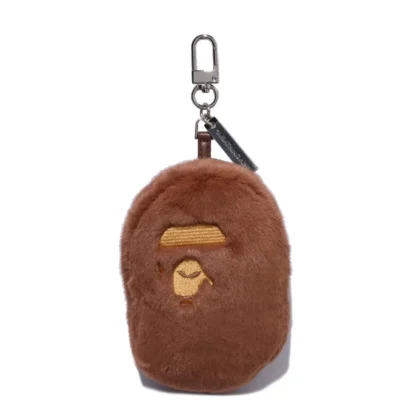 BAPE Ape Head Faux Fur Keychain Brown