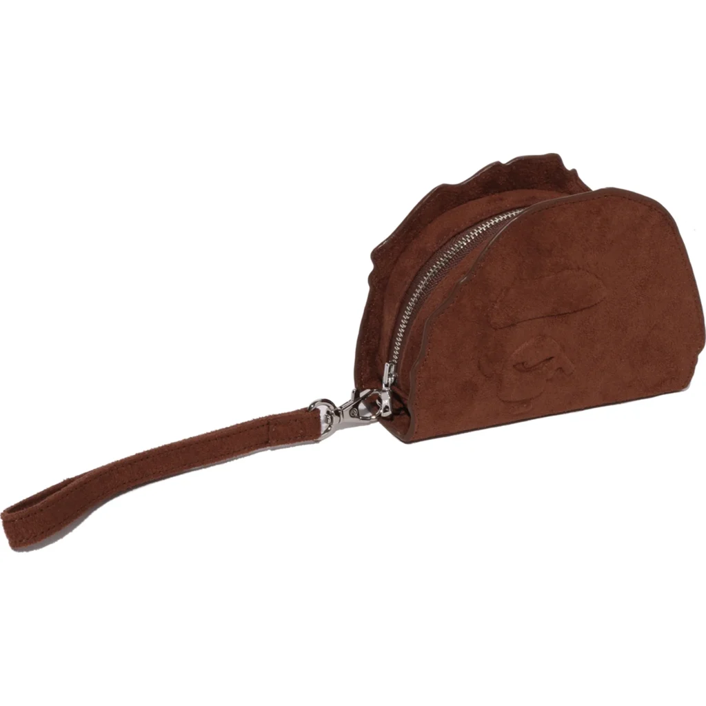 BAPE Ape Head Suede Embossed Pouch Brown